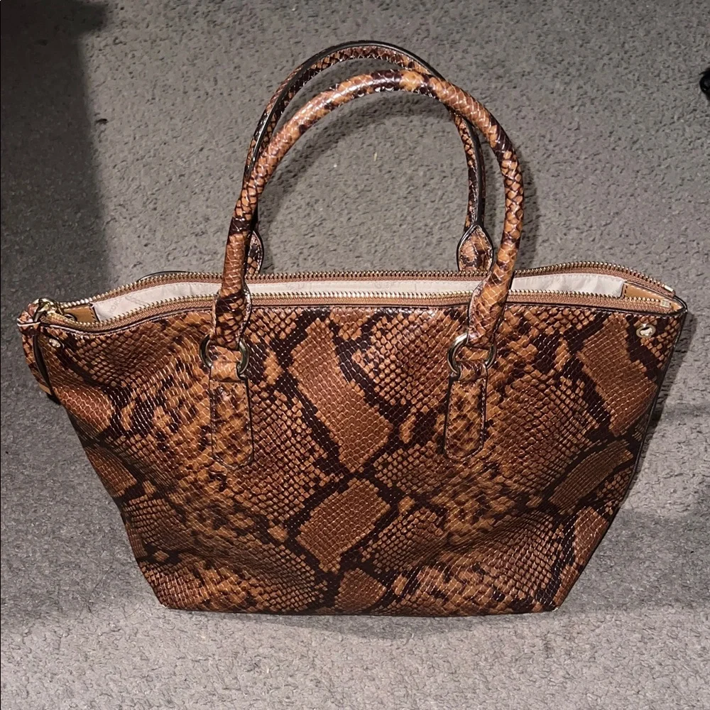 MICHAEL KORS Brown Snake Python Embossed Satchel - Picture 2 of 8